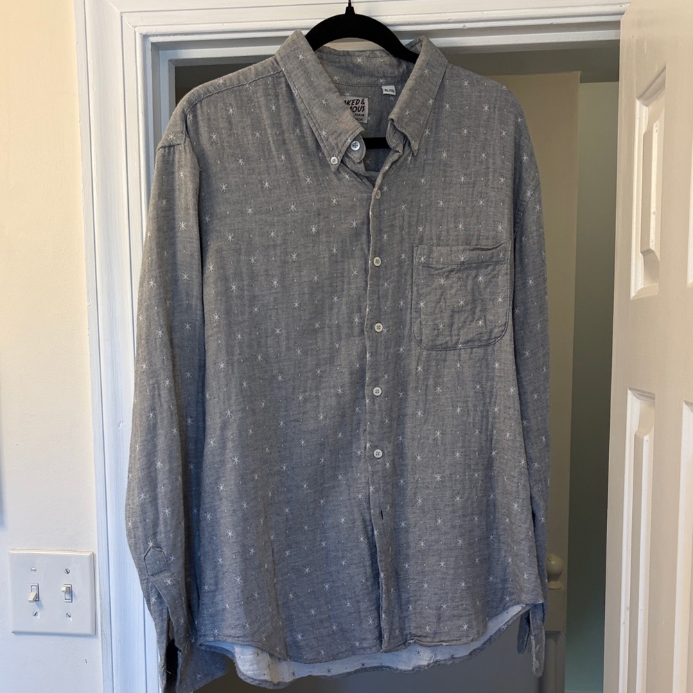 Naked & Famous Denim Gray Casual Button-Down Shirt